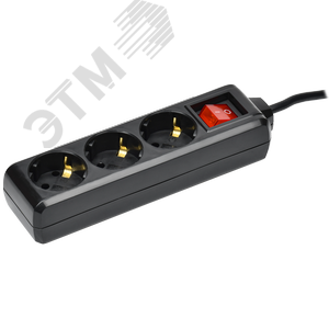 Изображение товара Удлинитель У03К 3 места с заземлением 3м 3х1мм2 16А 250В черный (шт)