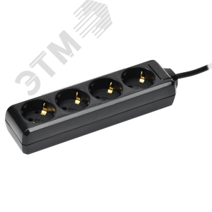 Удлинитель У04 4 места с заземлением 5м 3х1мм2 16А 250В черный - фото 1