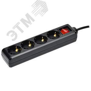 Изображение товара Удлинитель У04К 4 места с заземлением 3м 3х1мм2 16А 250В черный (шт)