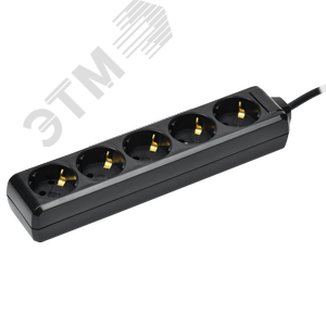 Изображение товара Удлинитель У05 5 мест с заземлением 3м 3х1мм2 16А 250В черный (шт)
