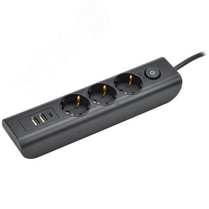 MODERN Удлинитель У03В 3 розетки с заземляющим контактом + USBх3 2м 3х1мм2 16А/250В черный