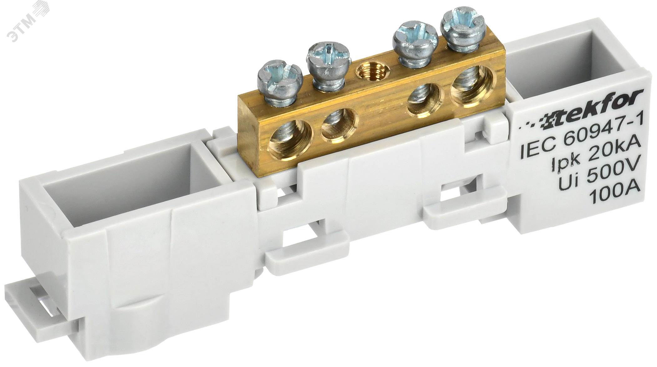 Изображение товара Шина L фаза неизолированная на универсальном держателе IEK 4 контакта 16 мм2