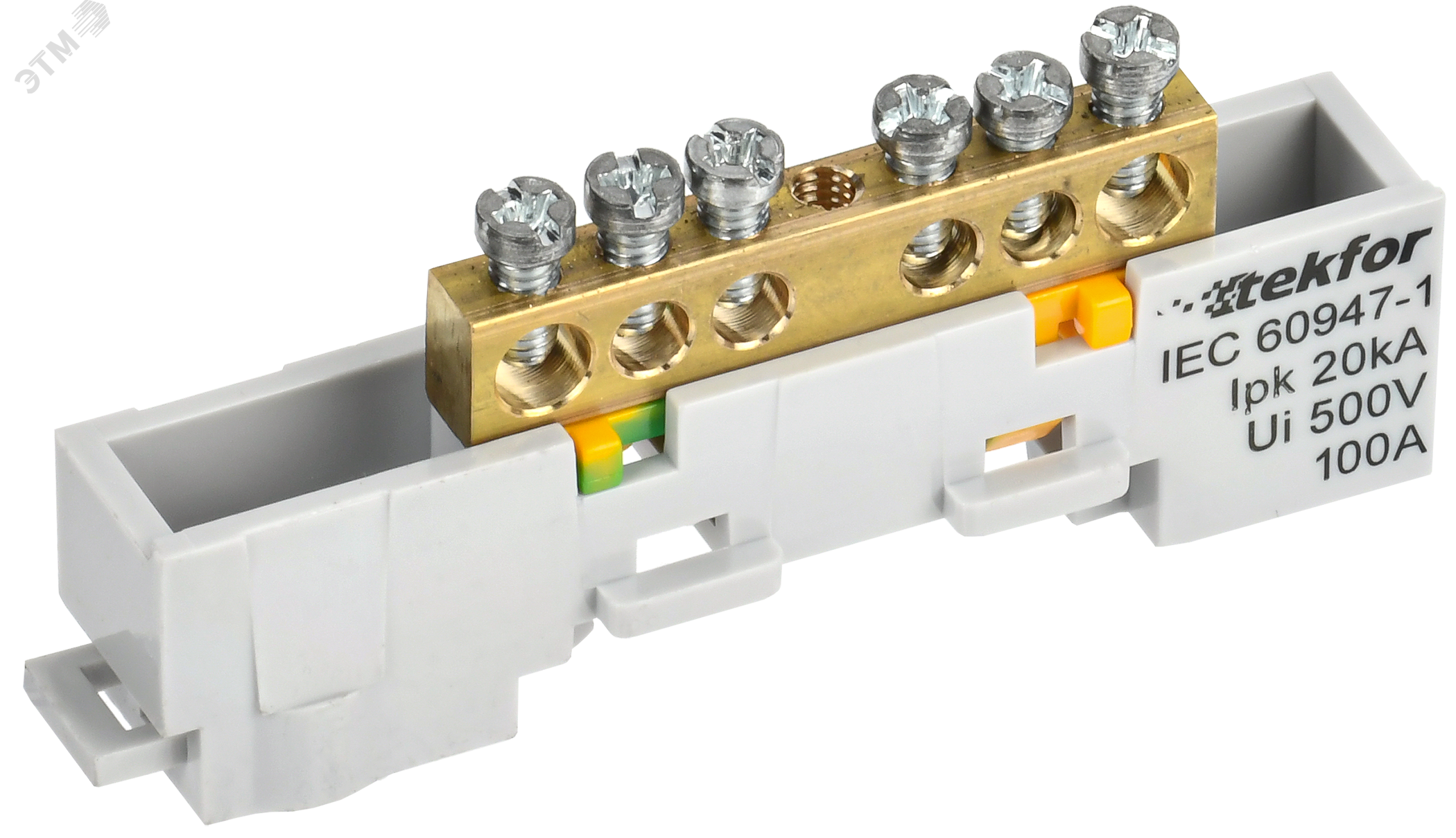 Изображение товара Шина PE земля неизолированная 6х9-6-Ж IEK на DIN-рейке