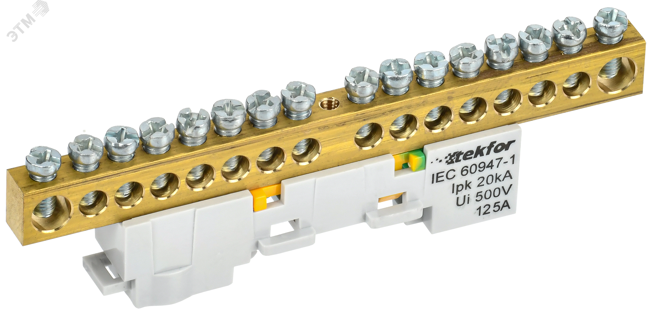 Изображение товара Шина PE земля неизолированная 8х12-16-Ж IEK монтаж на универсальном держателе