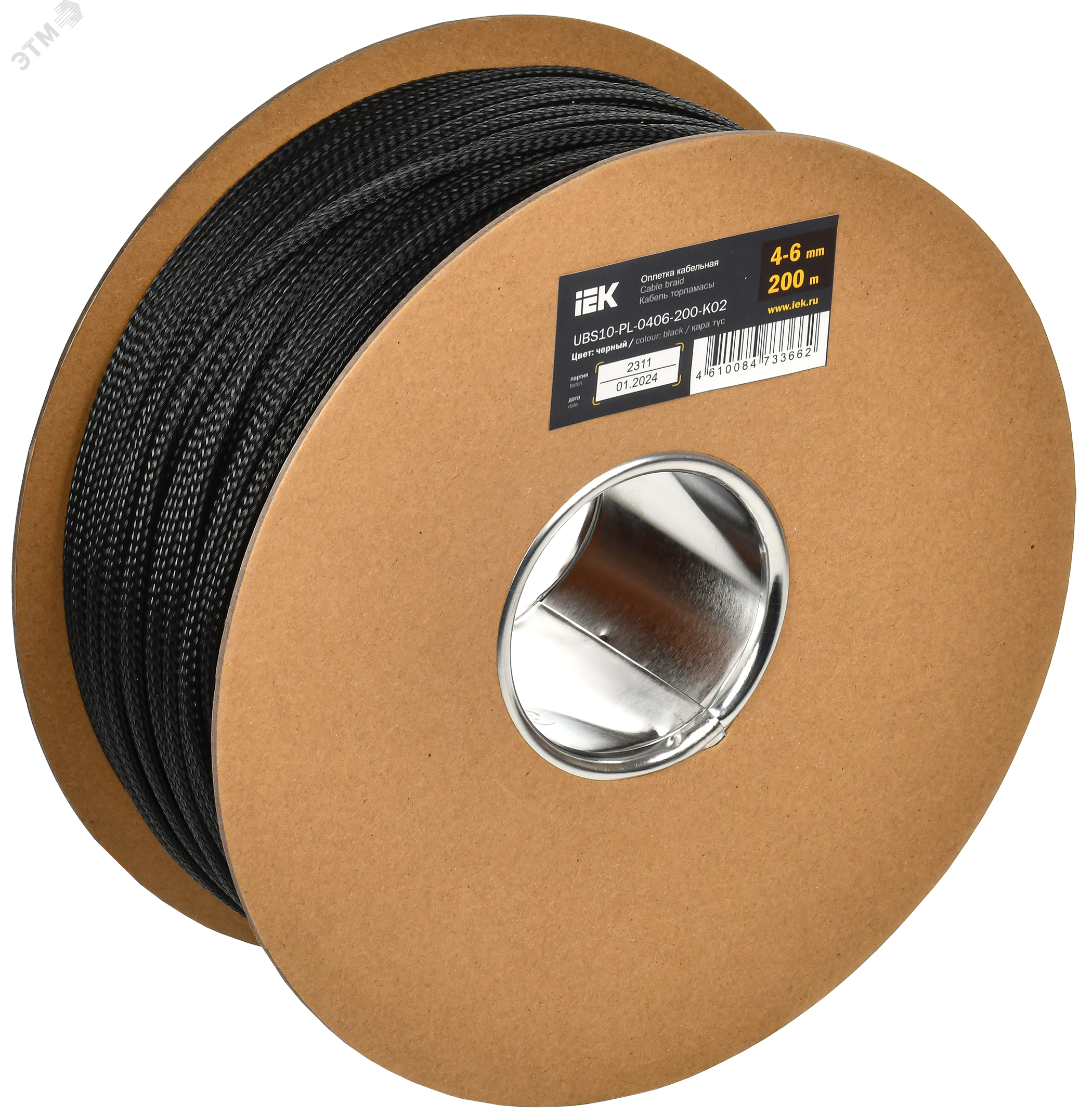 Изображение товара Оплетка кабельная 4-6мм черная IEK 200м