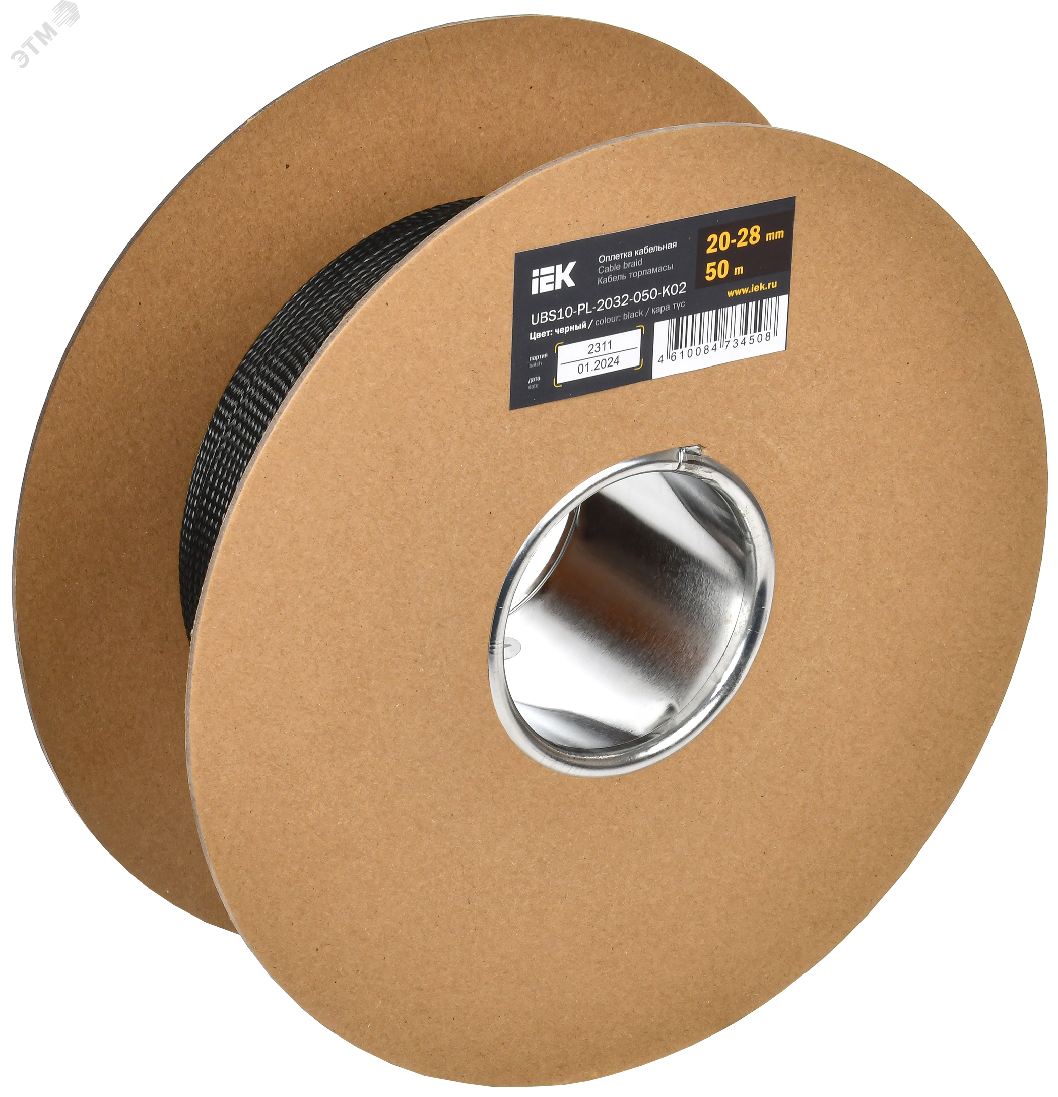 Изображение товара Оплетка кабельная полиэстер 20-28 мм 50 м черная IEK