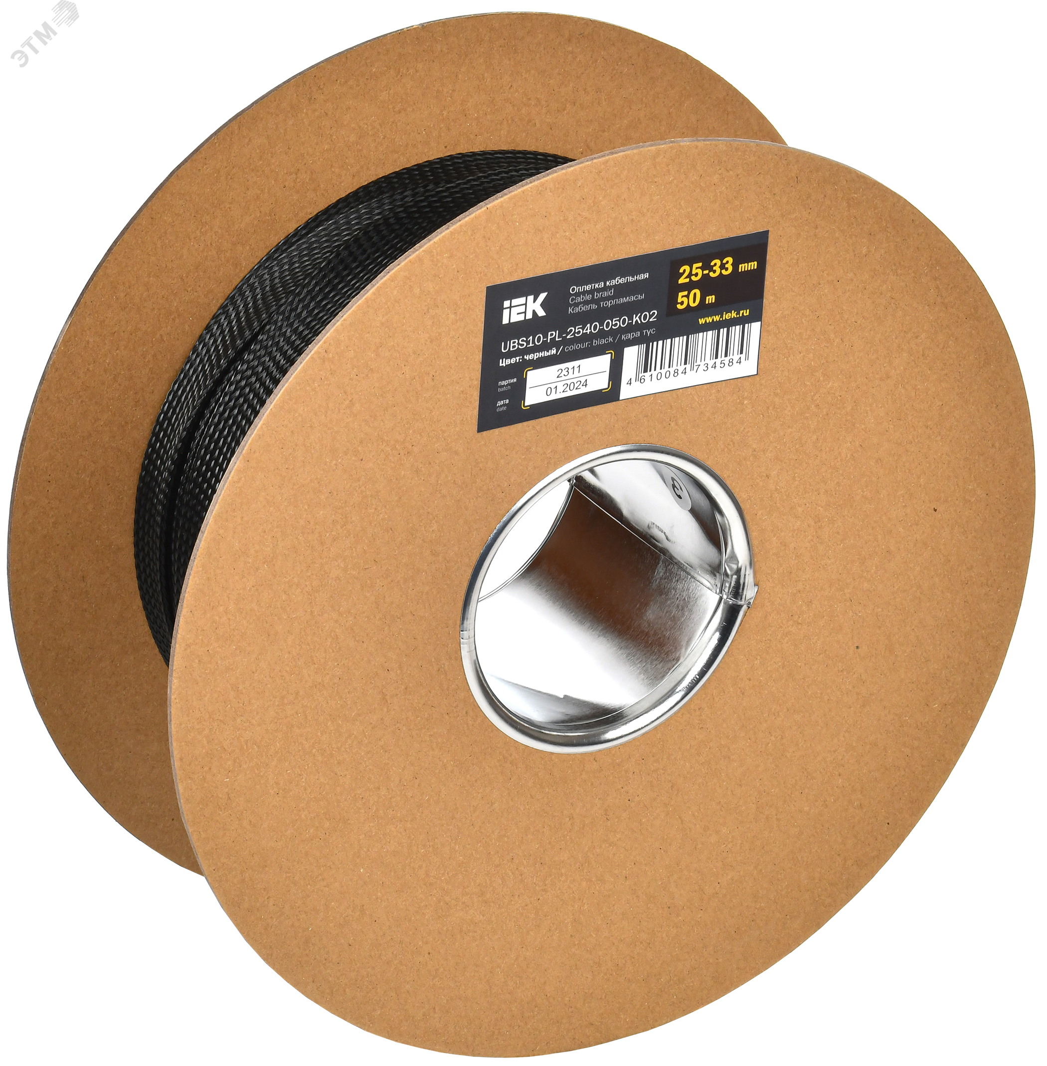 Изображение товара Оплетка кабельная 25-33мм полиэстер 50м черная IEK