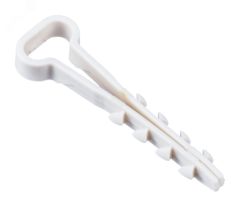 Изображение товара Дюбель-хомут 5х8мм для плоского кабеля нейлон белый (25шт/упак) IEK (упак)