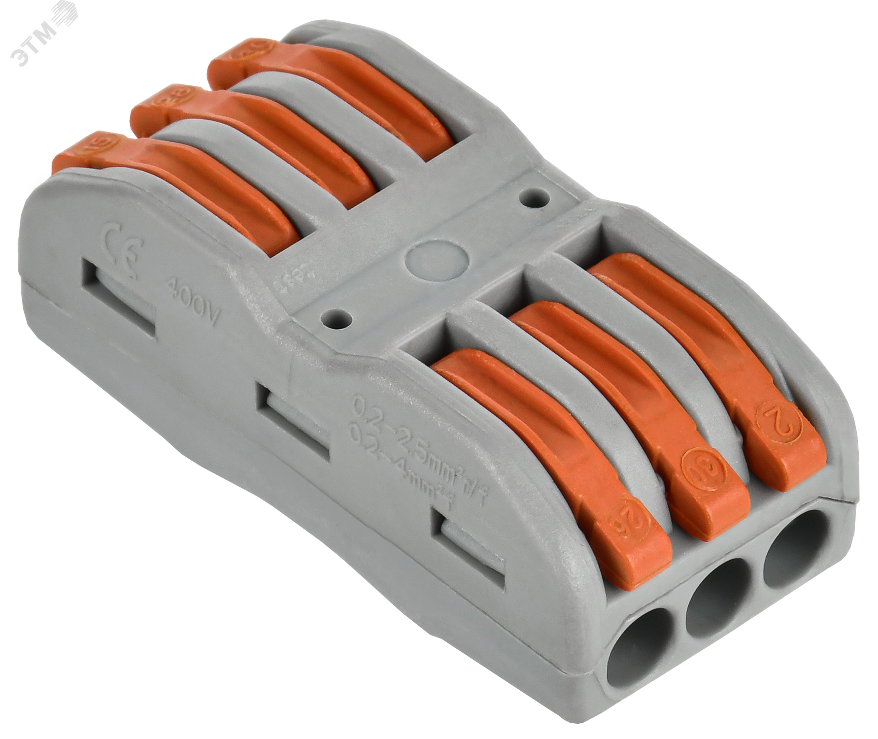 Изображение товара Строительно-монтажная проходная клемма IEK 222-4133 для медных проводников 3-3 шт