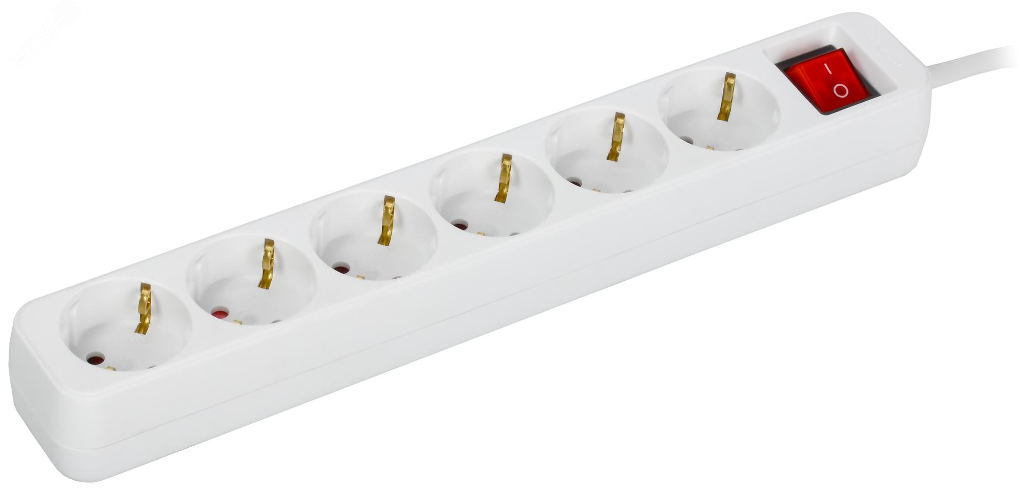 Изображение товара Удлинитель UMA У06К 6 мест 5м 16А белый от IEK с выключателем