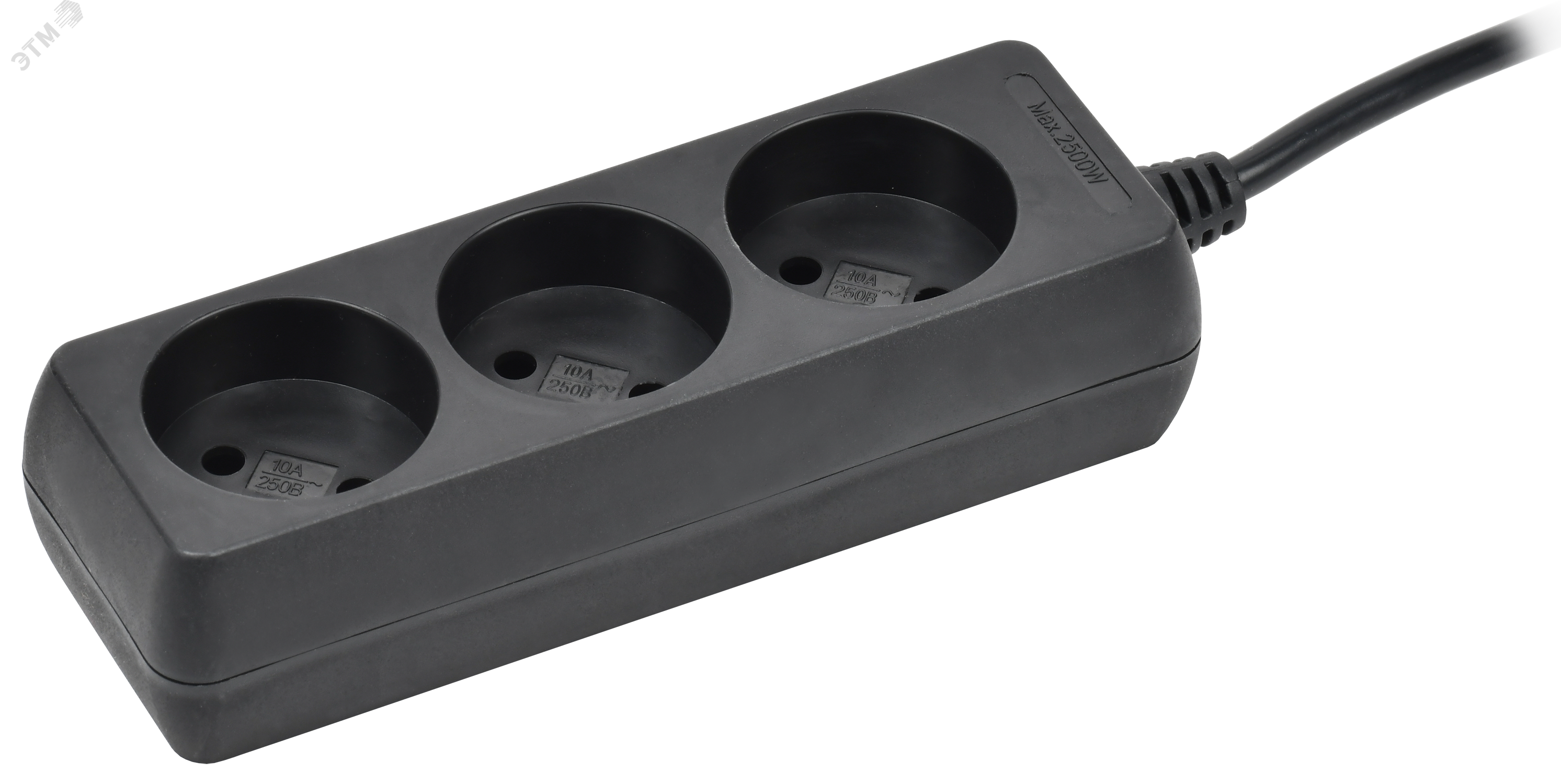 Изображение товара Удлинитель У3 3 места без заземления 1,5м черный