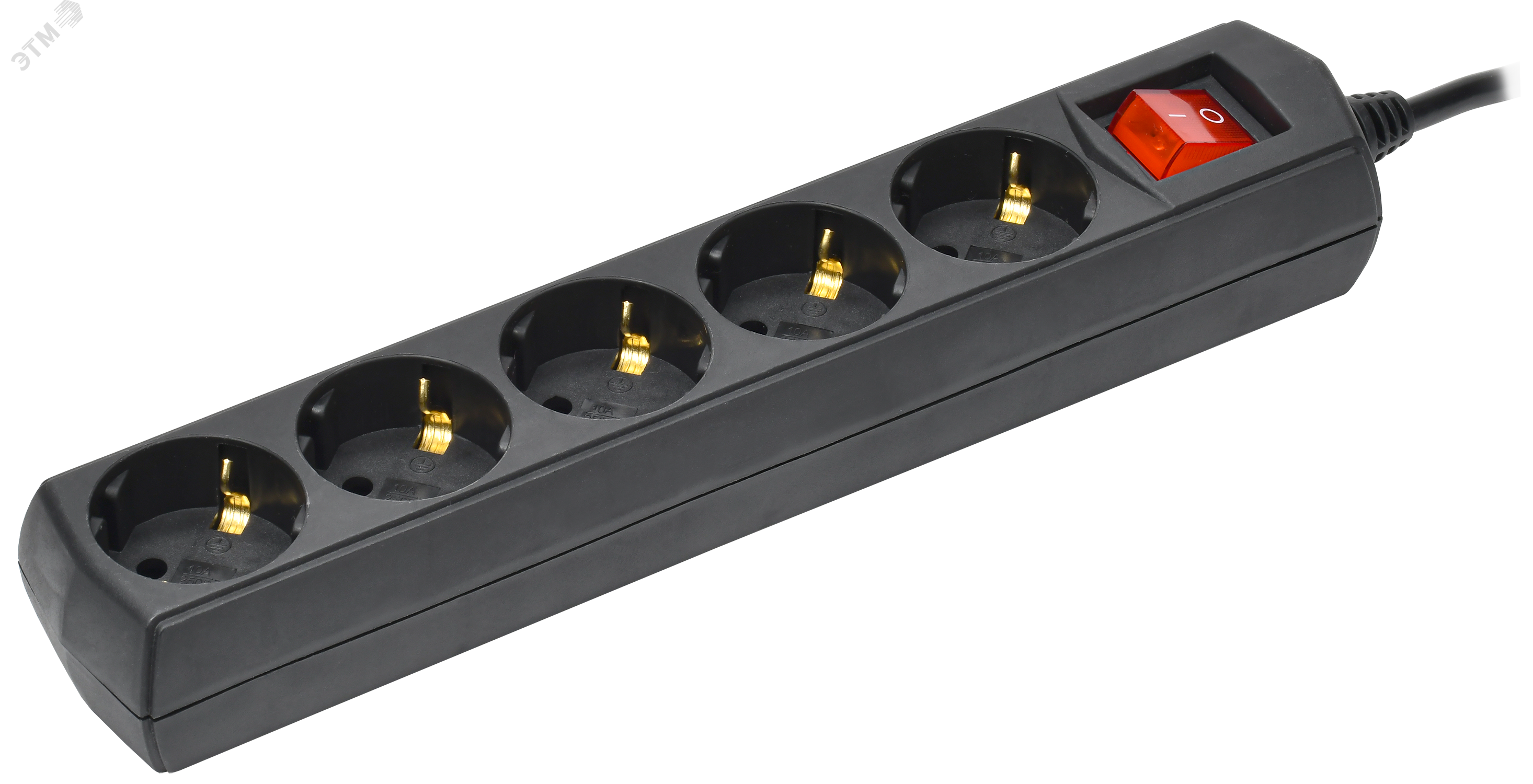 Изображение товара Удлинитель У05В 5 мест с заземлением 5м 3х1мм2 10А 250В черный GENERICA