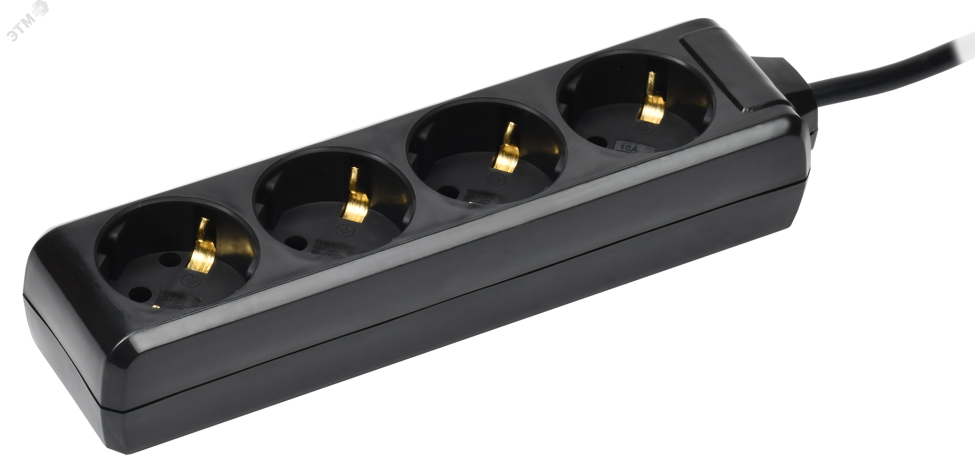 Изображение товара Удлинитель с 4 розетками 5м заземление IP20 черный IEK У04