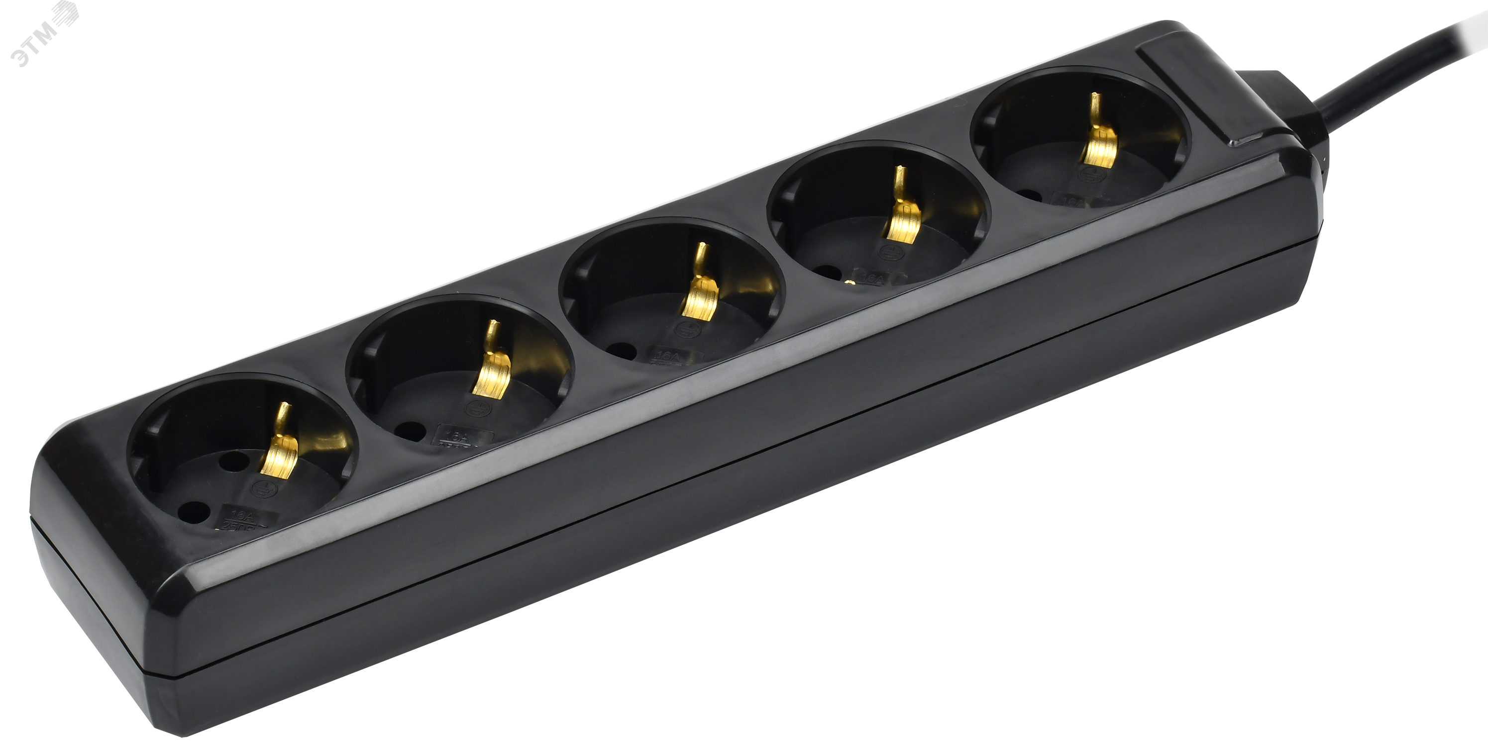 Изображение товара Удлинитель У05 5 мест с заземлением 3м 16А 250В черный IEK