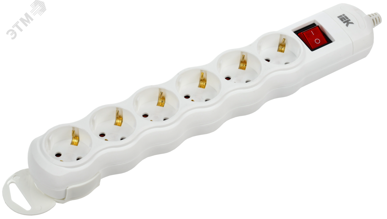 Изображение товара Разборная переносная розетка с выключателем 6 постов IEK РПр06В