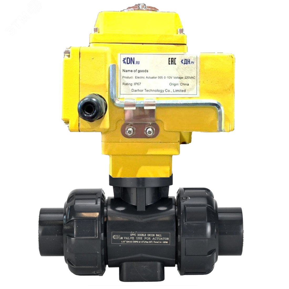 Изображение товара Кран шаровой НПВХ-НПВХ-E-FP-GRM-ISO Дн100 Ру10 с электроприводом