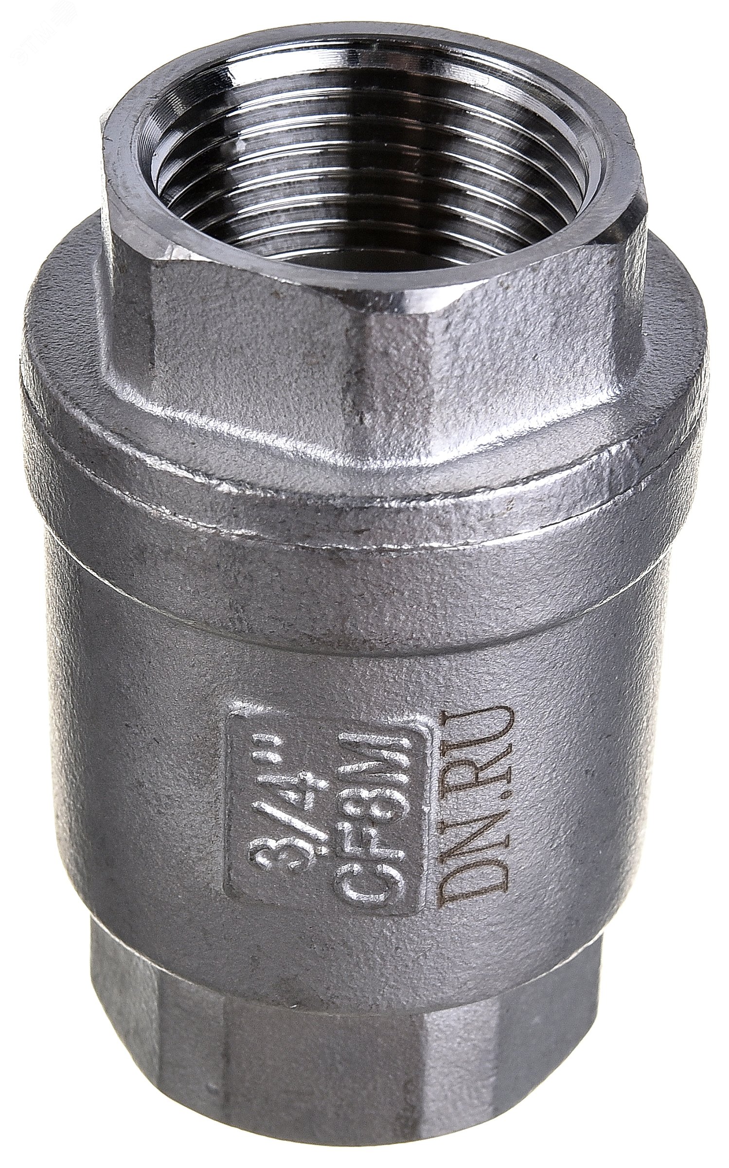 Изображение товара Клапан обратный пружинный резьбовой 3/4 Ду20 из нержавеющей стали