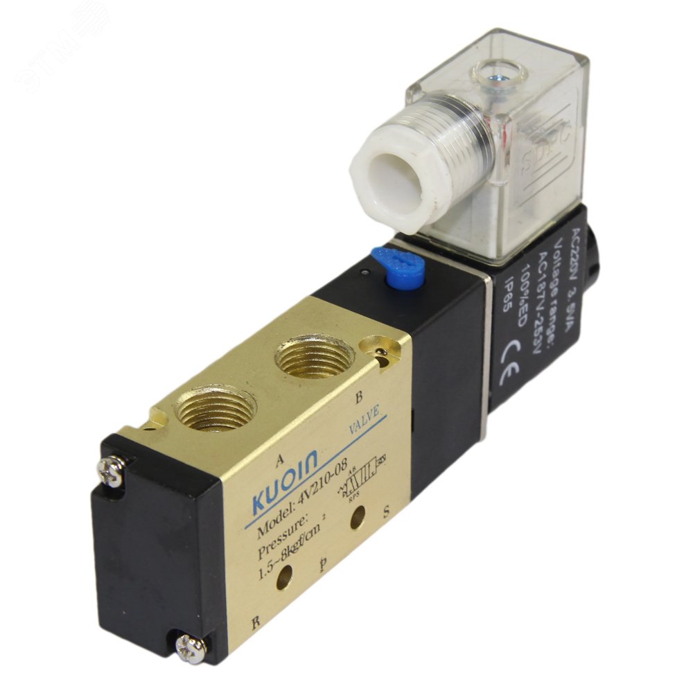 Изображение товара Пневмораспределитель KUOIN PND3-S1EM-52-1NC-J08-220VAC присоединение 1/4 пятиканальный 220В для шиберных задвижек с пневмоцилиндром (шт)
