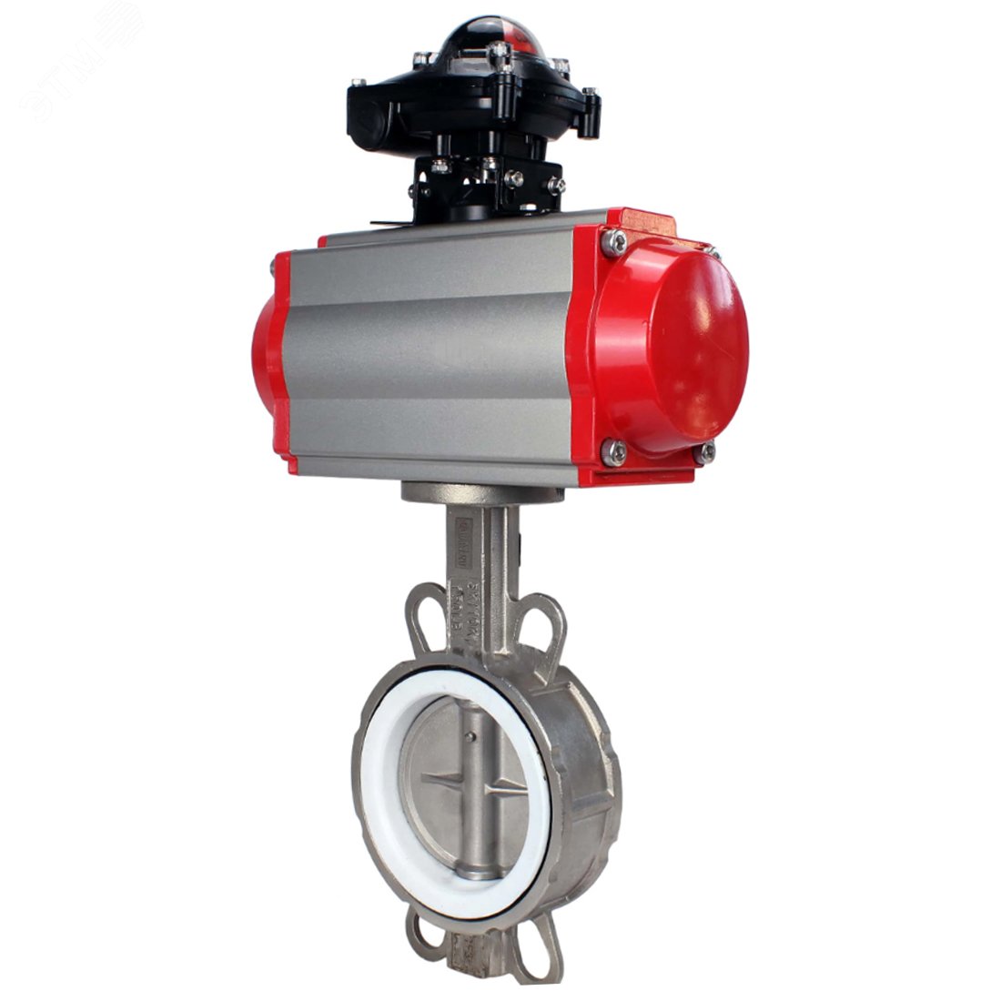 Изображение товара Затвор дисковый поворотный из нержавеющей стали 316L Ду65 Ру16 с пневмоприводом