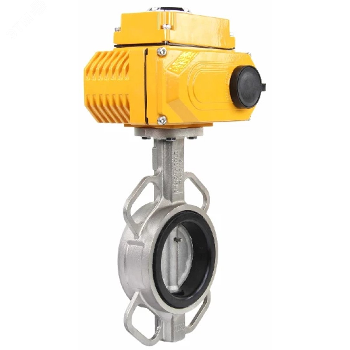 Изображение товара Затвор дисковый поворотный 316L-316L-NBR Ду100 Ру16, корпус нержавеющая сталь 316L, диск нержавеющая сталь 316L, уплотнение NBR, с электроприводом QT-015 220В (0-10В) (шт)