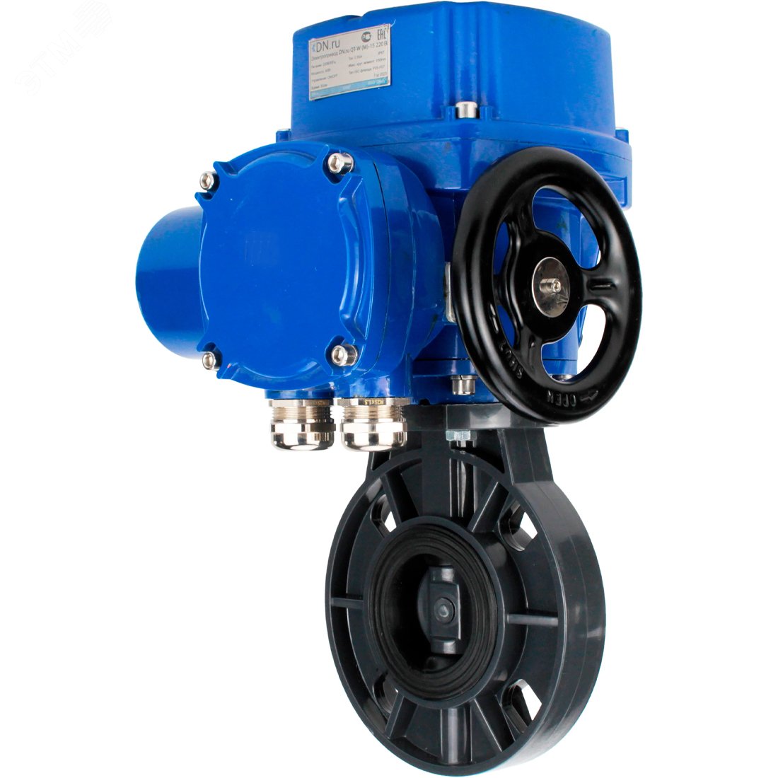 Изображение товара Затвор дисковый поворотный НПВХ 200 мм Ру10 электропривод из ПВХ