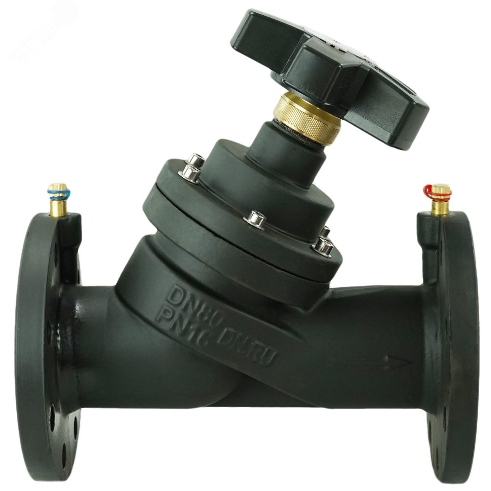 Изображение товара Клапан балансировочный чугунный Ду80 Ру16 фланцевый с ниппелями