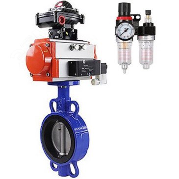 Изображение товара Затвор дисковый поворотный 304-304-EPDM-2W-Fb-H Ду100 Ру16, нержавеющая сталь 304, уплотнение EPDM, с пневмоприводом DA-083, пневмораспределителем PND2-S1EM-52-1NC-J08-24VDC, БКВ LSB-210-02NM12-220/24 и БПВ APU1-10-40-V08 (шт)