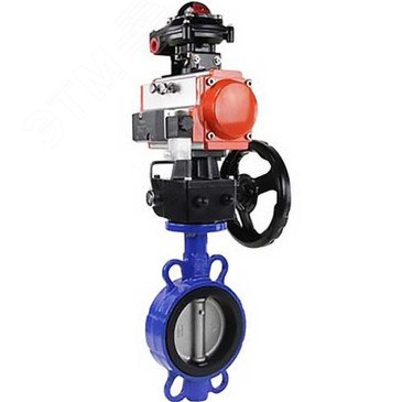 Изображение товара Затвор дисковый поворотный 304-304-VITON-2W-Fb-H Ду100 Ру16, нержавеющая сталь 304, уплотнение VITON, с пневмоприводом DA-083, пневмораспределителем PND2-S1EM-52-1NC-J08-24VDC, БКВ LSB-210-02NM12-220/24 и ручным дублером HDM-2 (шт)