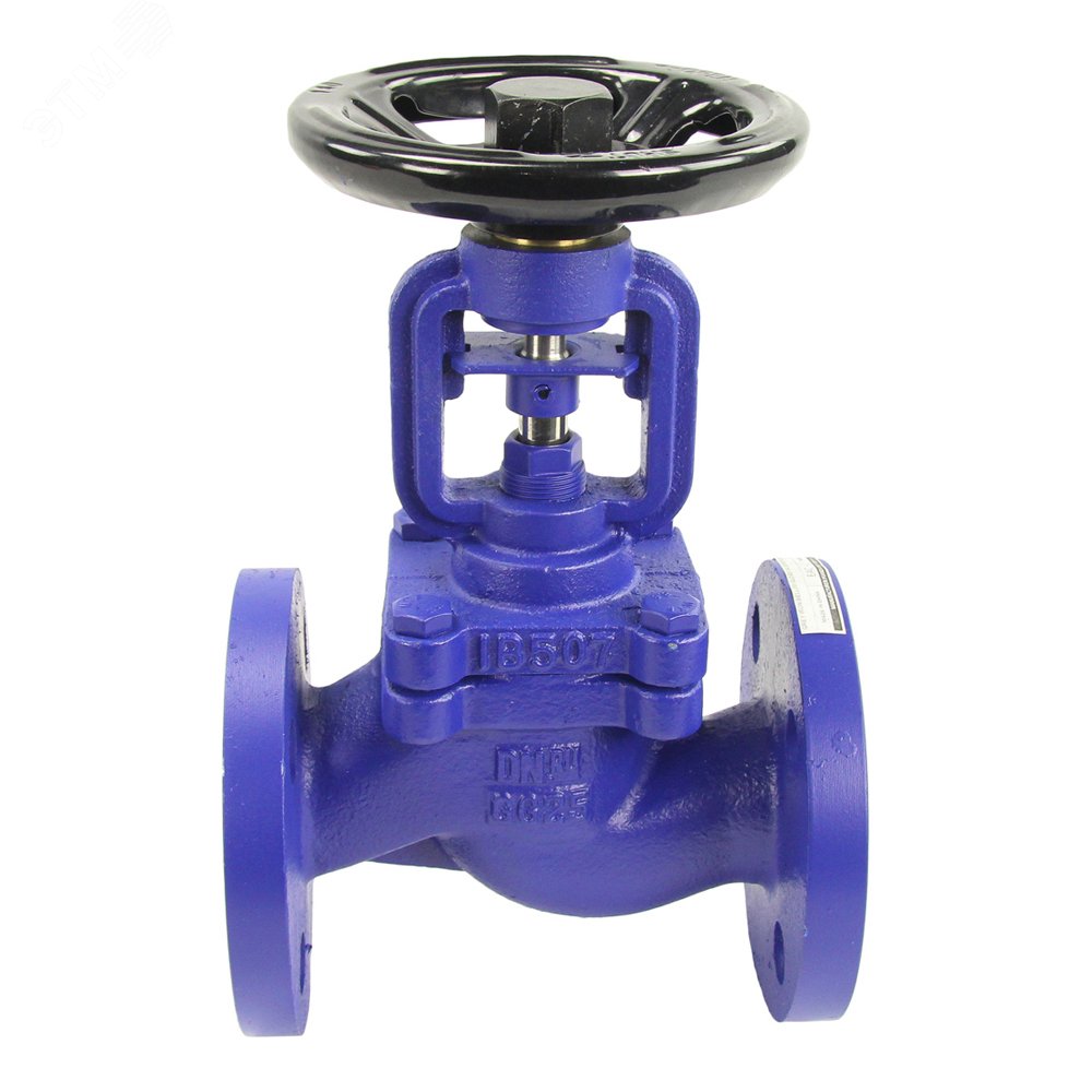 Изображение товара Клапан запорный сильфонный Ду80 Ру16 чугунный фланцевый штурвал