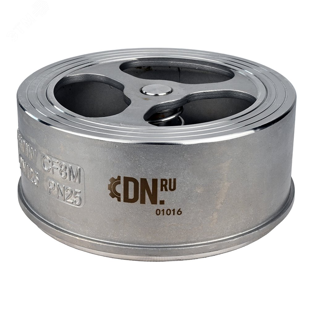 Изображение товара Клапан обратный H71W Ду150 Ру25 межфланцевый пружинный из нержавеющей стали