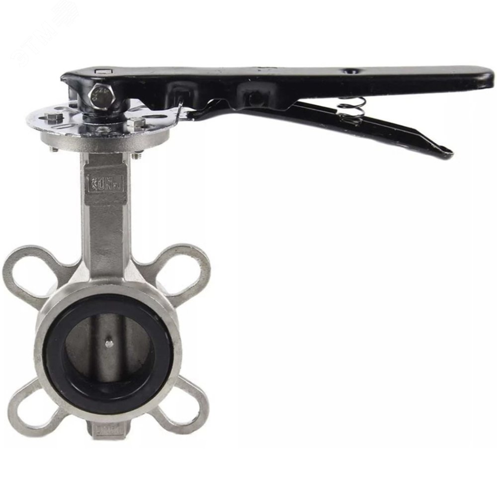 Изображение товара Затвор дисковый поворотный 316L Ду50 с рукояткой и VITON корпус и диск нержавеющая сталь