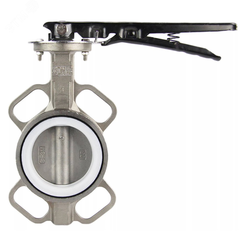 Изображение товара Затвор дисковый поворотный 316L Ду50 Ру16 с рукояткой