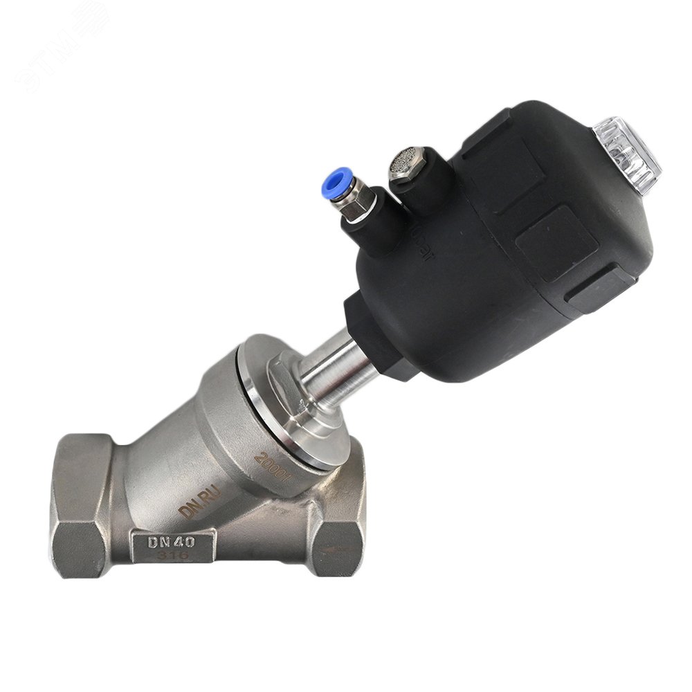 Изображение товара Пневматический клапан отсечной стальной, Ду40, Ру25, Y-образный