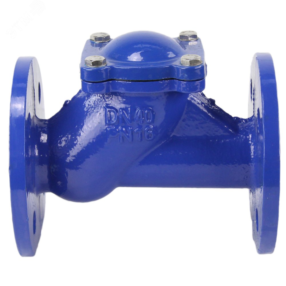 Изображение товара Клапан обратный Ду40 Ру16 фланцевый чугунный со сливной пробкой
