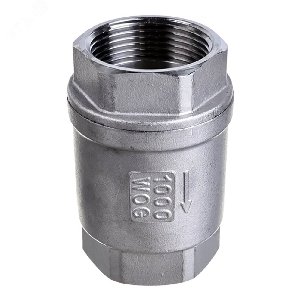 Изображение товара Клапан обратный пружинный муфтовый из нержавеющей стали Ду32 Ру16 ВР