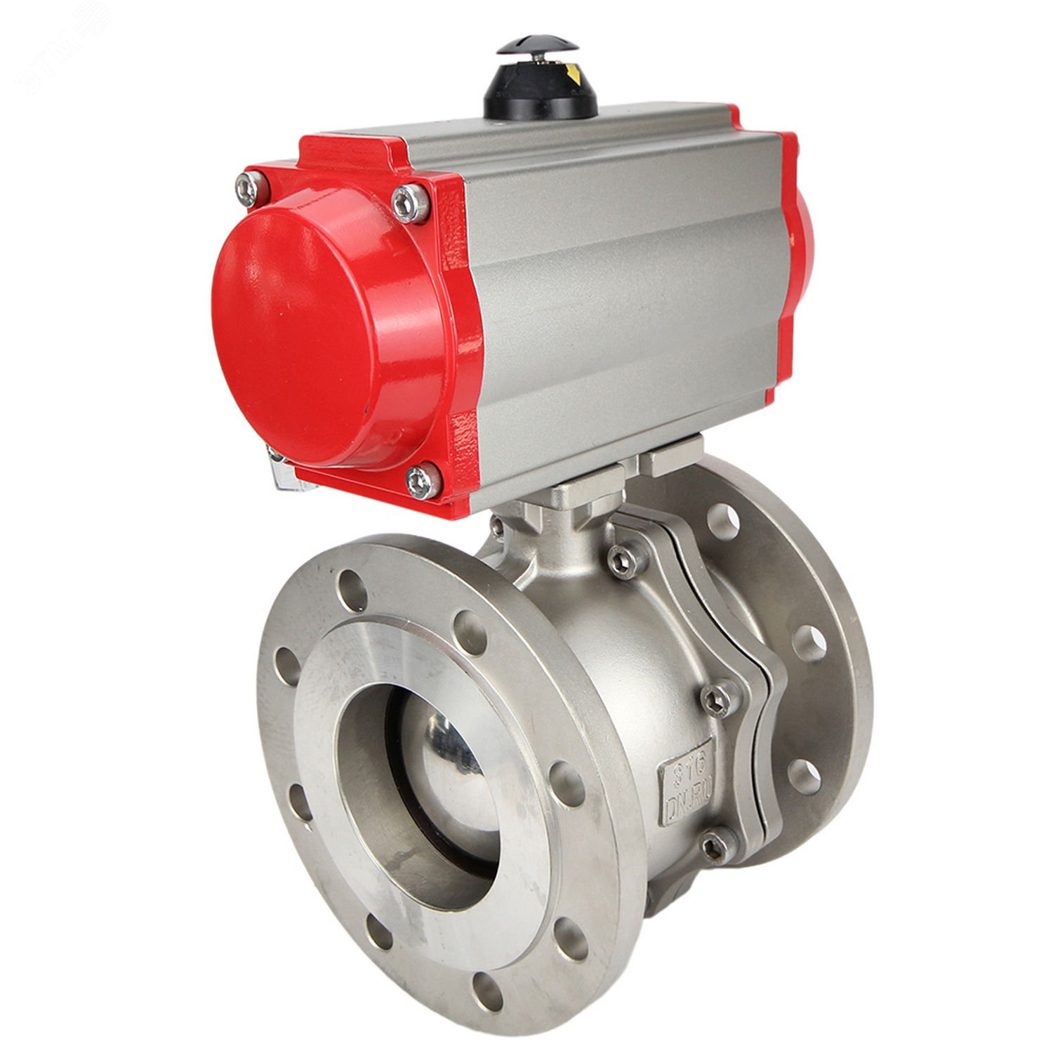 Изображение товара Кран шаровой полнопроходной Ду25 Ру40 с пневмоприводом из нержавеющей стали АИСИ 316