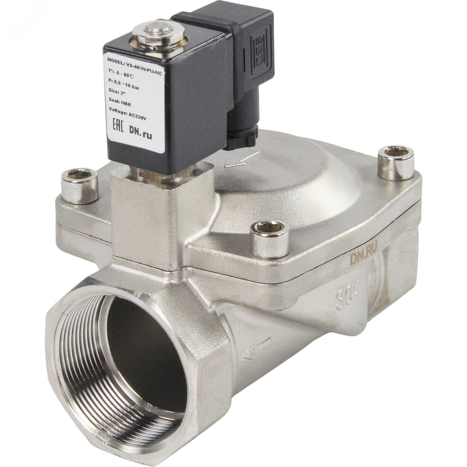 Изображение товара Клапан электромагнитный двухходовой VS2W-401N-PU 220В нержавеющая сталь