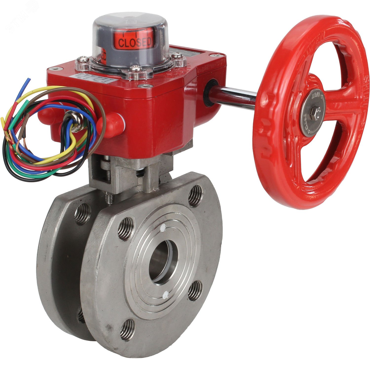 Изображение товара Кран шаровой полнопроходной Ду32 Ру16 из нержавеющей стали с редуктором HGBF-1