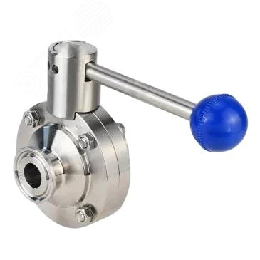 Изображение товара Затвор дисковый поворотный кламповый 304-304-Sil-2W-C-H Ду32 Ру10 корпус пищевая нержавеющая сталь 304, уплотнение Silicon, присоединение - кламп (clamp), с рукояткой (шт)