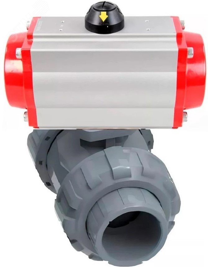 Изображение товара Кран шаровой полнопроходной НПВХ 65 мм с пневмоприводом DN.ru