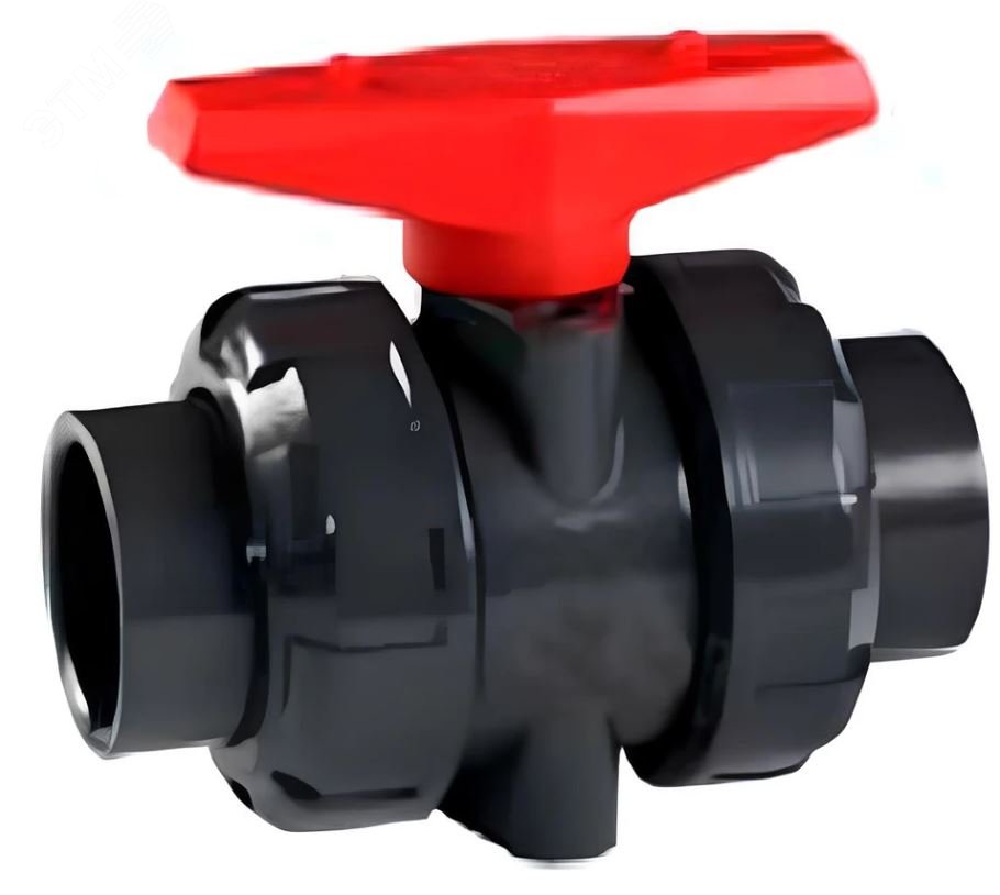 Изображение товара Кран шаровой полнопроходной НПВХ 80 мм Ру10 с муфтовым соединением