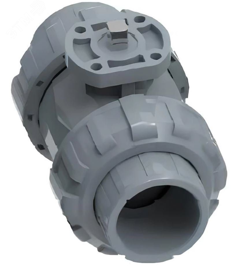 Изображение товара Кран шаровой НПВХ-НПВХ-E-FP-GRM-ISO Дн40 Ру10 полнопроходной, клеевой с разборным муфтовым соединением, корпус - UPVC (НПВХ), шар - UPVC (НПВХ), уплотнение - EPDM, с ISO-фланцем и голым штоком квадратным (шт)