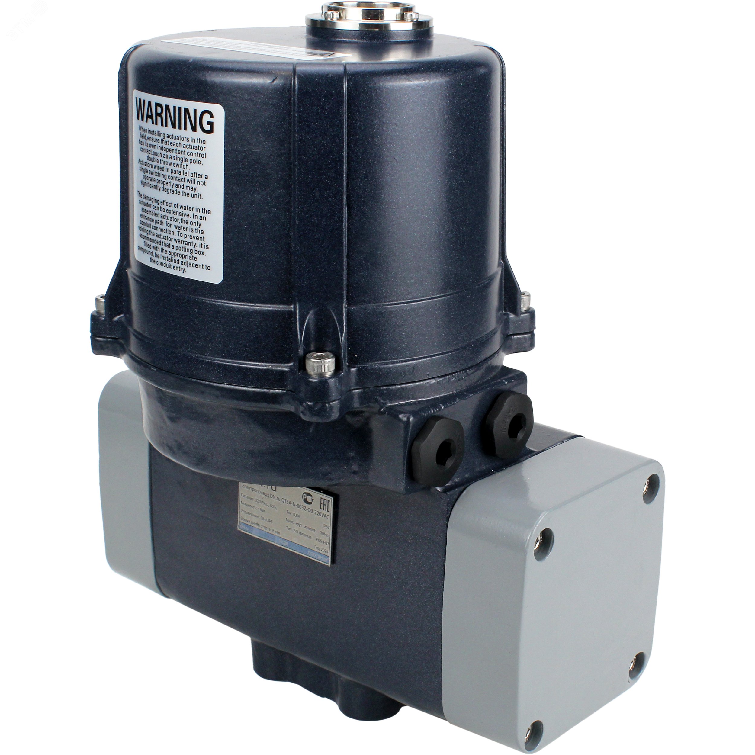 Изображение товара Электропривод четвертьоборотный ЭПВП-003 220В с пружинным возвратом, квадрат 14х14, F05/07, крутящий момент 30Нм (шт)