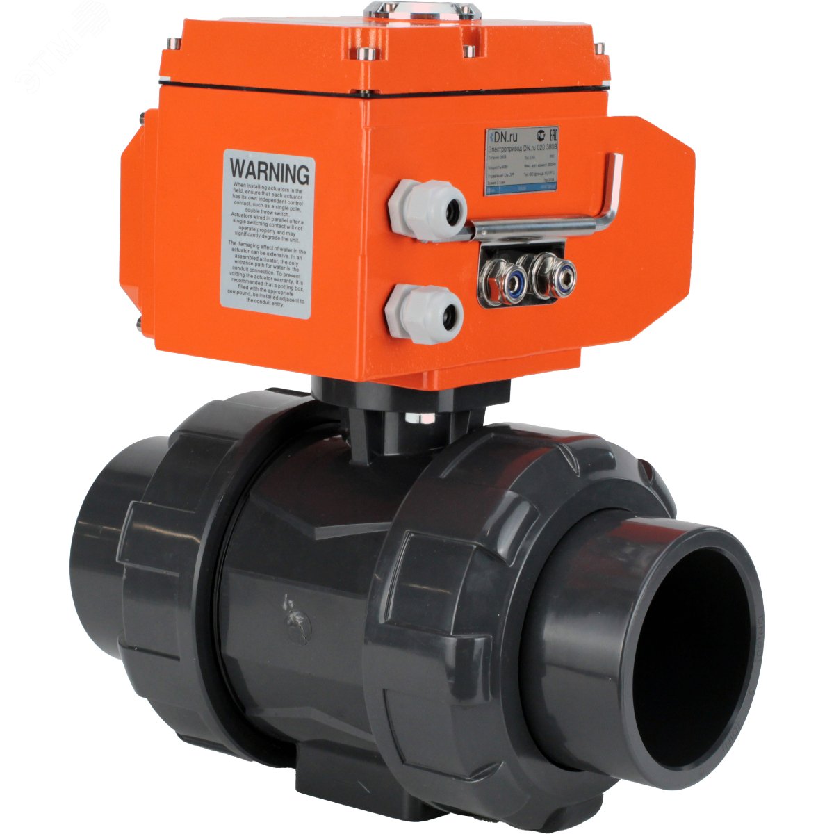 Изображение товара Кран шаровой НПВХ полнопроходной с электроприводом 40 мм DN.ru D160-66342