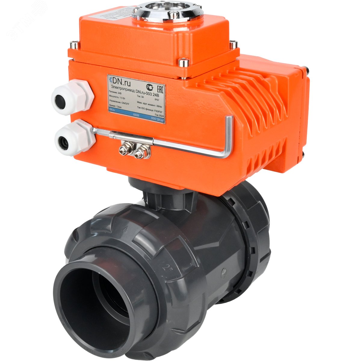 Изображение товара Кран шаровой электроприводной НПВХ 32 мм DN.ru D160-66332