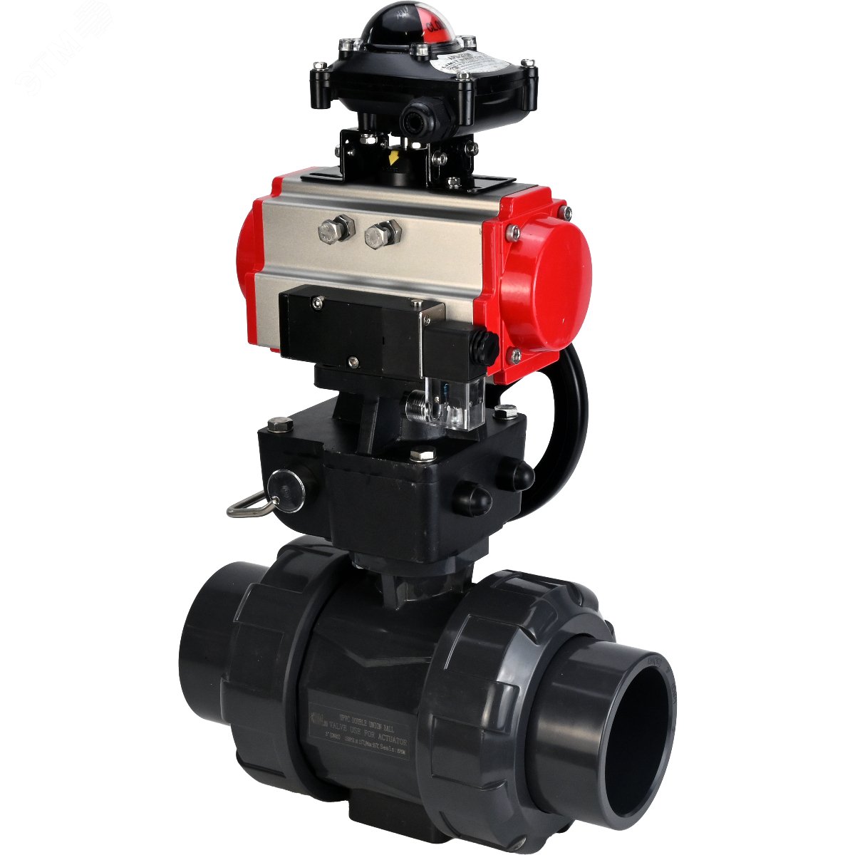 Изображение товара Полнопроходной кран шаровой НПВХ 32 мм пневмопривод автоматический