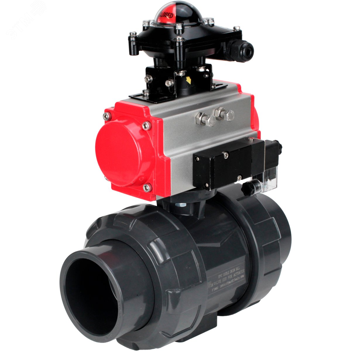 Изображение товара Кран шаровой полнопроходной НПВХ-НПВХ Ру10 Дн15 с пневмоприводом DN.ru Изображение товара Кран шаровой полнопроходной НПВХ-НПВХ Ру10 Дн15 с пневмоприводом DN.ru