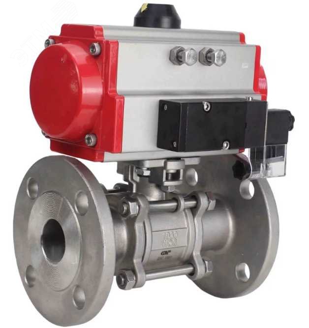 Изображение товара Кран шаровой фланцевый с пневмоприводом Ду50 RL40 из нержавеющей стали 304