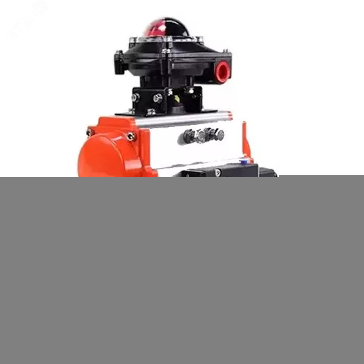 Изображение товара Кран шаровой КШФПТ 304.180 Ду50 Ру40 фланцевый, полнопроходной, трехсоставной, корпус нержавеющая сталь 304, уплотнение PTFE, с пневмоприводом SA-083, пневмораспределителем PND2-S1EM-52-1NC-J08-24VDC и БКВ LSB-210-02NM12-220/24 (шт)