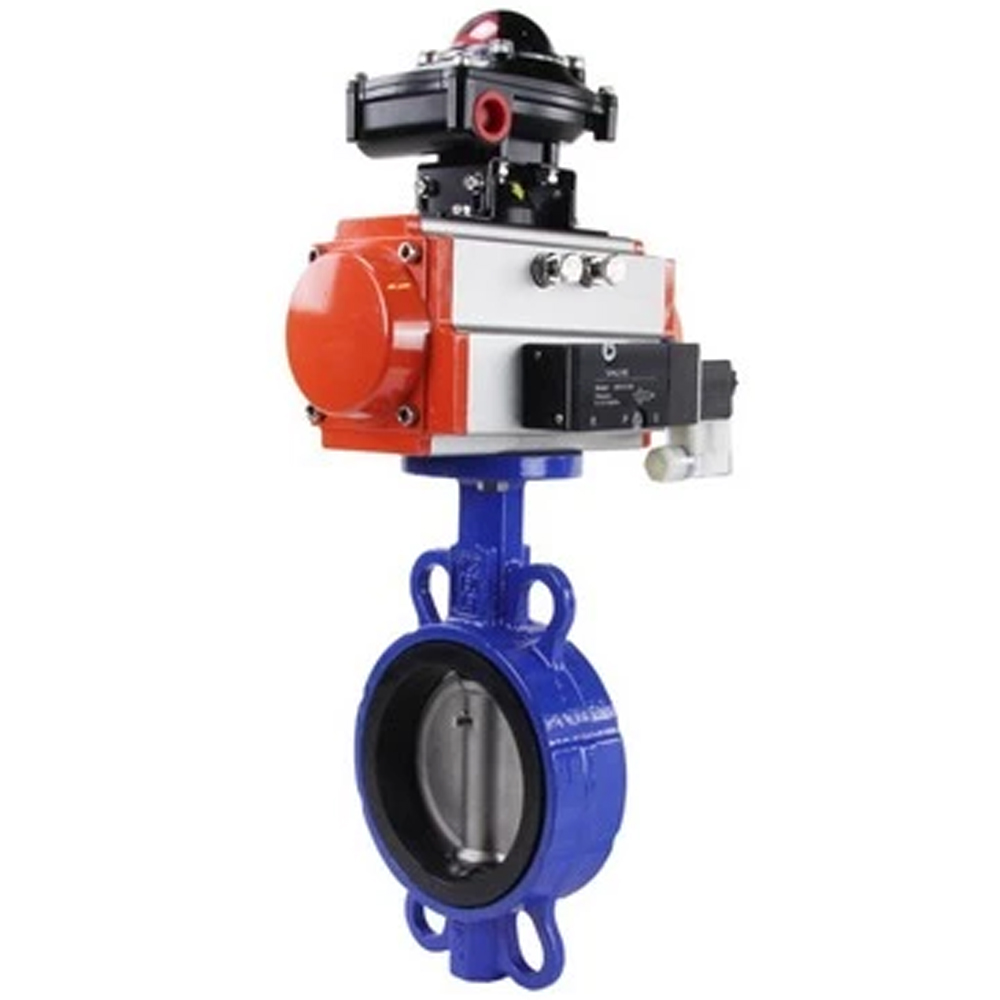 Изображение товара Затвор дисковый поворотный WCB-316L-EPDM Ду300 Ру16, корпус углеродистая сталь WCB, диск нержавеющая сталь 316L, уплотнение EPDM, пневмопривод DA-140, пневмораспределитель PND1-S2EM-52-2-T08-220VAC, с БКВ LSB-510-02ExM12-250 (шт)